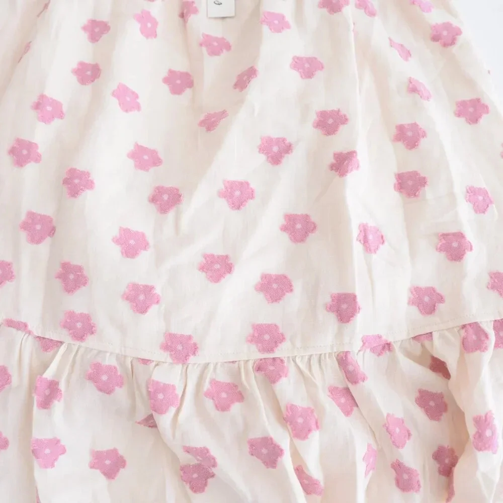 For Love  & Lemons Olea Mini White w Pink Floral Mini Dress M NWT - Picture 6 of 10